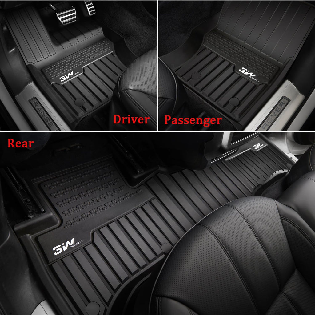 Black TPE All Weather Custom Fit Floor Liner for Range Rover Velar 1st and 2nd Row Full Set U383