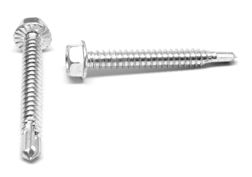 Self Drilling Screw Hex Washer Head Serration Low Carbon Steel Zinc Plated E87258