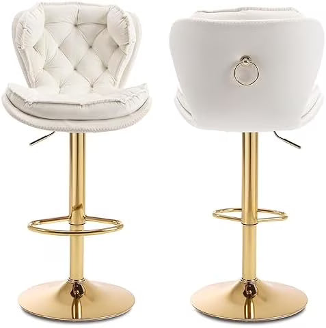 Swivel Barstools Set of 4 Velvet Upholstered Adjustable Stool Chair S7759