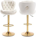 Swivel Barstools Set of 4 Velvet Upholstered Adjustable Stool Chair S7759