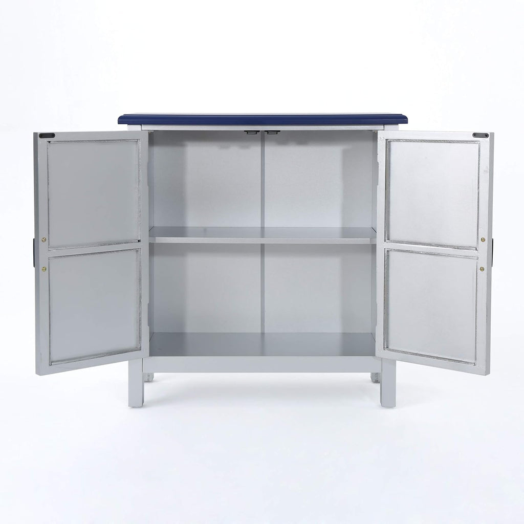 Navy Blue Firwood Cabinet with Faux Wood Overlay K3843