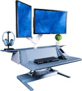 Motorized Sit Stand Desk Riser with Wireless Charging Extended Panel Board O7562