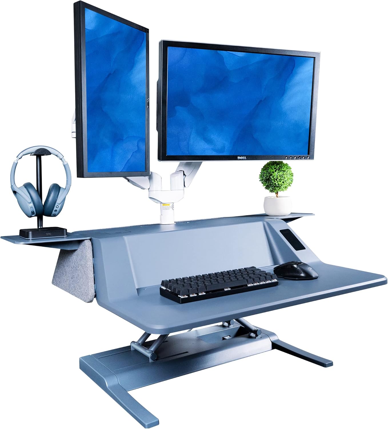 Motorized Sit Stand Desk Riser with Wireless Charging Extended Panel Board O7562
