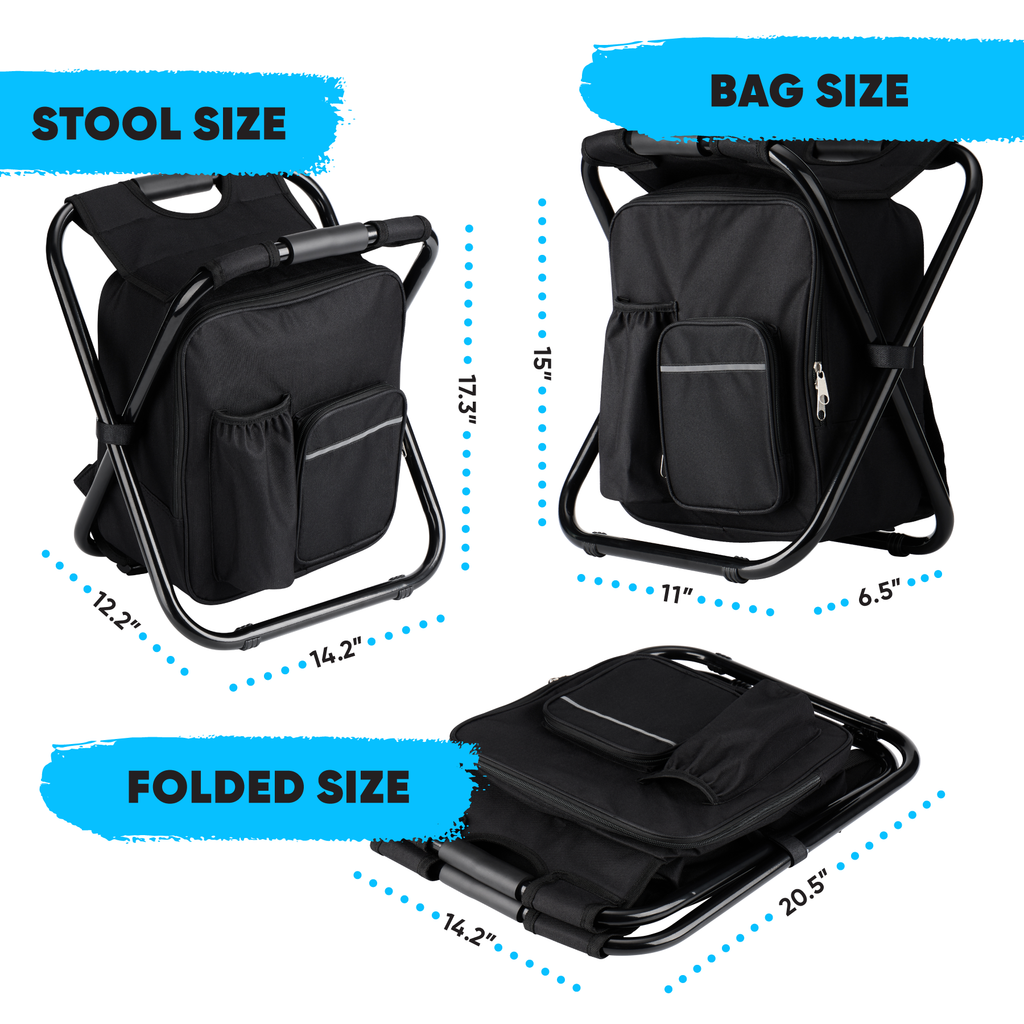 Folding Camping Stool in Black, 14x11x16 inch H466736