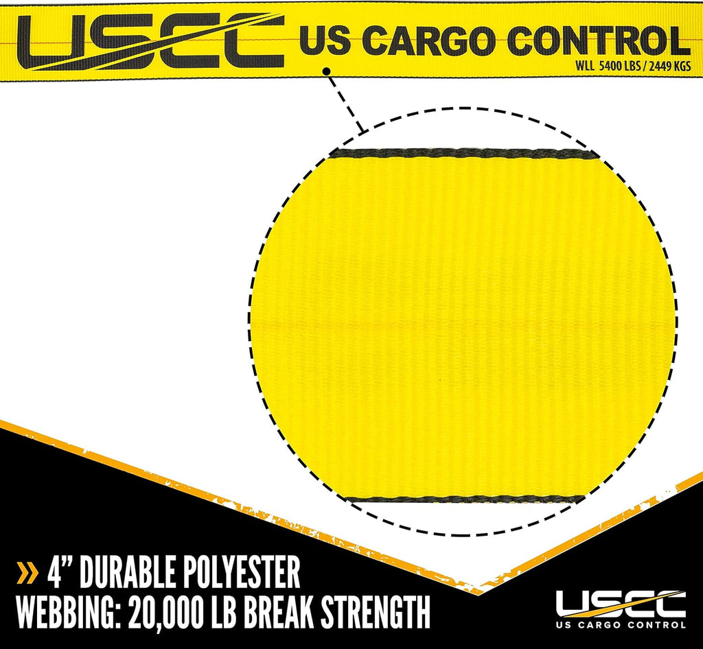4 Inch x 27 Foot Yellow Winch Strap with Flat Hook 10 Pack X7240