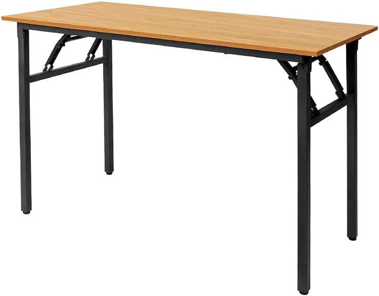 Walnut Desktop White Frame Folding Laptop Desk 39.4 Inch Pack of 2 X980783