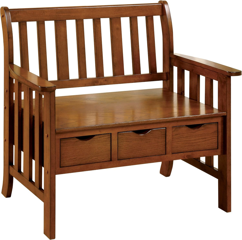 Oak Accent Bench with 3-Drawers E644848