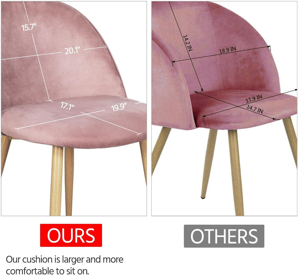 Pink Velvet Upholstered Side Chairs with Metal Legs Set of 2 G796