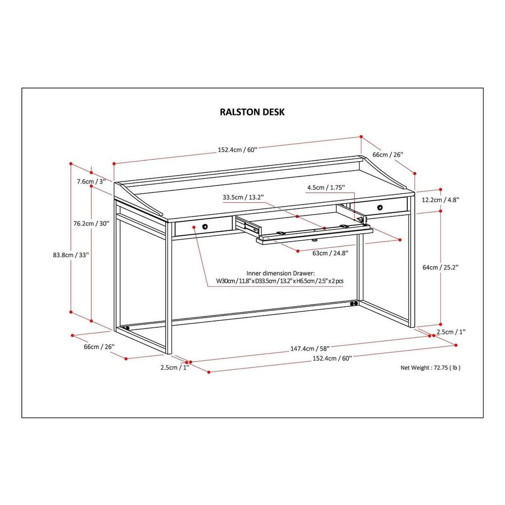 Solid Acacia Wood Writing Office Desk G744180