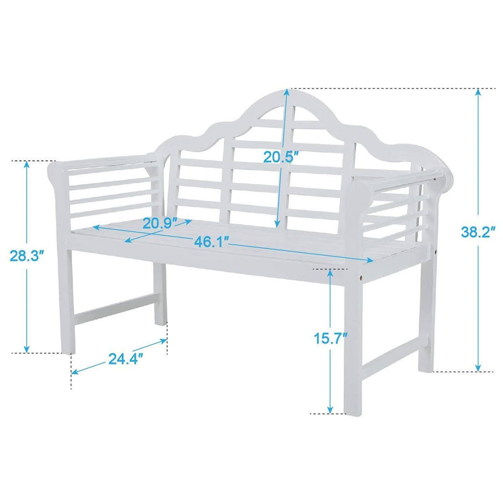 Black Acacia Wood Bench with Backrest and Armrests E179