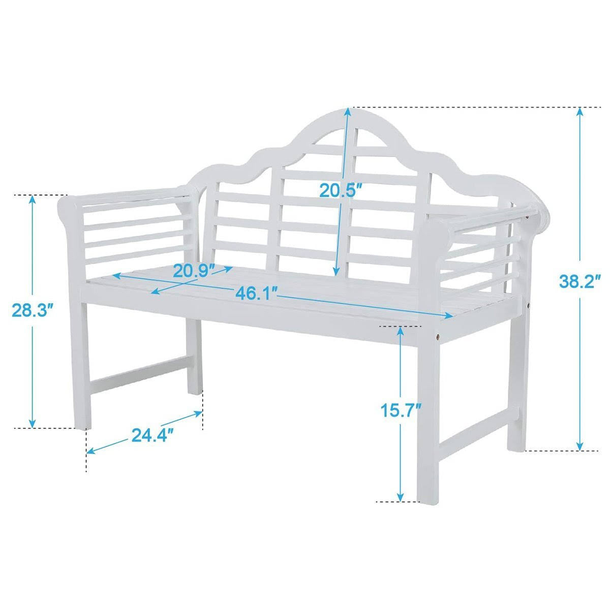 Black Acacia Wood Bench with Backrest and Armrests E179